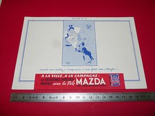 BUVARD N°12 PILE MAZDA BATTERIES LAMPE TORCHE ECLAIRAGE  1950-1960 ILL. DUBOUT