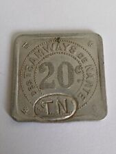 JETON TOKEN TRAMWAY DE NANTES 20 CENTIMES CONTREMARQUE TN. RARE !!