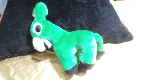 Doudou peluche ane vert - doudou/peluche,