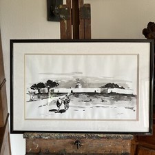 Tableau N285 Aquarelle Orientaliste Djerba Tunisie 2009 Signé