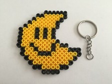 LUNE SMILEY JAUNE SUPER MARIO SNES PORTE CLE PERLE HAMA DECORATION PIXEL ART