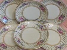 6 assiettes plates porcelaine ancienne Manufacture Royale Limoges décor floral