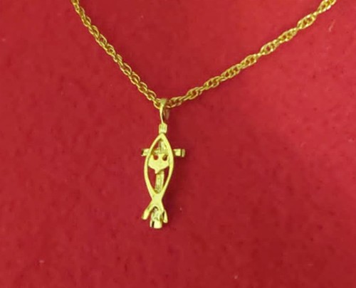 Pendentif croix plaqué - croix, or