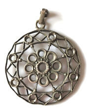 PENDENTIF VINTAGE FILIGRANÉ ROSACE EN MÉTAL ARGENTÉ