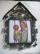 Maisonnette avec carreau de céramique "La Vierge et l'enfant" signé P. Maurel