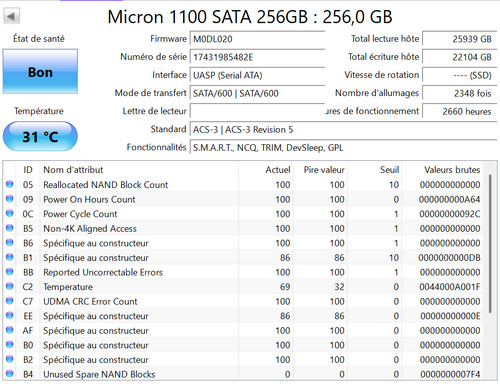 Disque ssd micron 256 - 256,