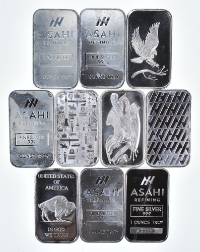 Lot silver bars - 1, oz