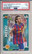 CARD #397 MESSI FC.BARCELONA PANINI MEGA CRACKS BOMBERS LIGA 2010 PSA 7 NM
