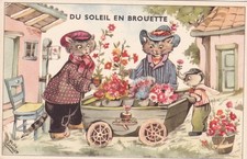 CPSM FANTAISIE :  CHATS HUMANISES  DU SOLEIL EN BROUETTE