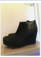 Bottines Femme Compensées Noir Cuir Daim Taille 38 Texto 