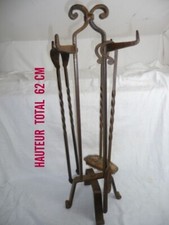 Ancien serviteur nécessaire de cheminée 3 éléments FER Forgé- très stable