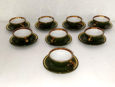 BRULOTS TASSES SOUCOUPES BAR BISTROT FAIENCE VINTAGE DORURE OLD 8 CUPS OF BAR