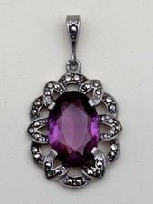 Ancien Pendentif En Argent Masssif Et Zircon De Couleur Victorien Bijoux #A24