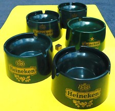 joli lot de 5 cendriers bière HEINEKEN avec nuances coloris