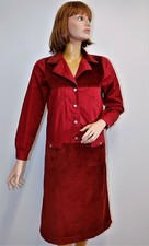 COURREGES PARIS Vintage 80s cotton burgundy dress 8US 40FR Made in France