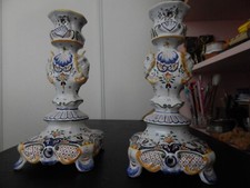 chandelier, bougeoir desvres signés geo martel céramique faience