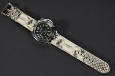 BRACELET DE MONTRE 26 24 22 MM BLANC NOIR MAT VÉRITABLE PEAU SERPENT PITON MA...