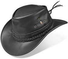 Chapeau de cowboy en cuir noir