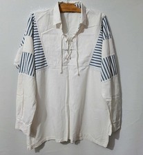 Chemise blanche et bleue marinière coton décontractée T40 (4508047)