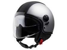 Casque Jet Motocube Top Cube Finition Cuir Gris Foncé Vintage