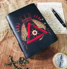 Journal en cuir symbole maçonnique imprimé grimoire Livre d'ombre de sorts vi...