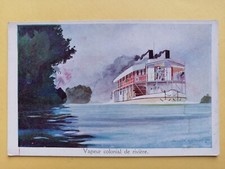 cpa Illustration Marine Signée Léon HAFFNER VAPEUR COLONIAL de RIVIERE "LMC"