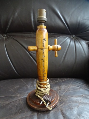 Ancien pied lampe bois - lampe,