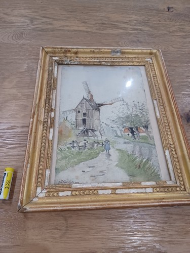 Aquarelle moulin 1900 - le,