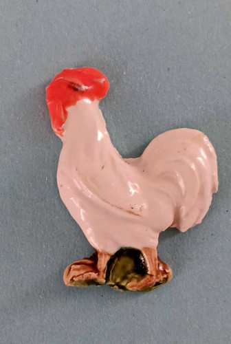 Fève coq céramique - coq, signé