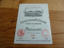 étiquette vin chateau Grand Puy Lacoste 1986 Pauillac grand cru wine label