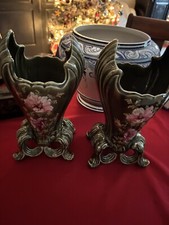 Paire de vases barbotine de