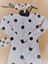 Déguisement Combinaison Blanche avec pois noir + Bandeau yeux + Sac 7-8ans