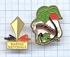 Lot 2 Pin's MARINE NATIONALE ANTILLES / Ancre navire bateau / Iguane / Palmier