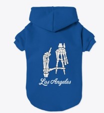Dog Hoodie LA skeleton Hands Dodgers Doggie Clothing