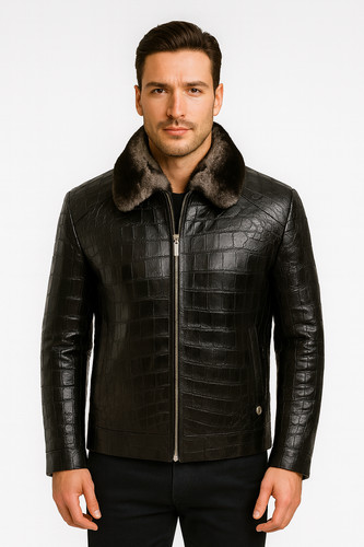 Veste cuir gaufré - cuir,