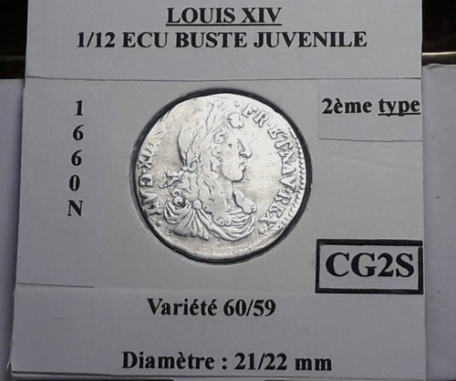 Louis xiv ecu au buste - louis, 1/12