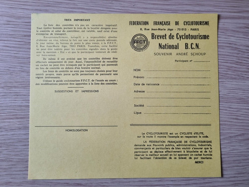 Brevet cyclotourisme - brevet,