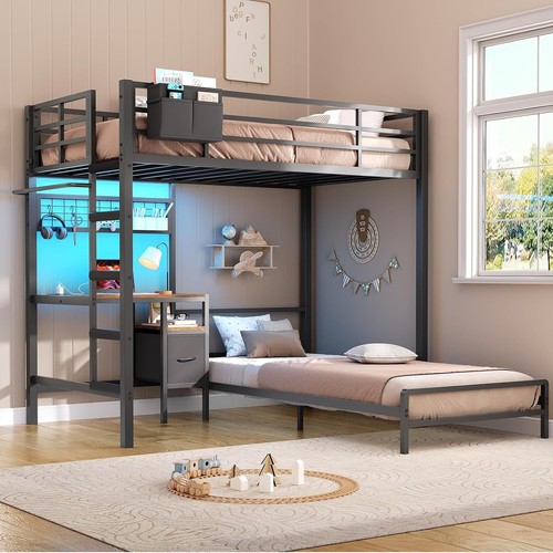 Black bunk bed - bed, over
