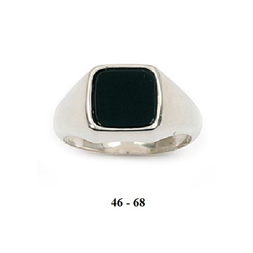 Chevalière rhodié t64 onyx - chevalière,