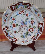 Roger Colas - Assiette décor oiseau et dorure décor main 5015 faïence de Clamecy