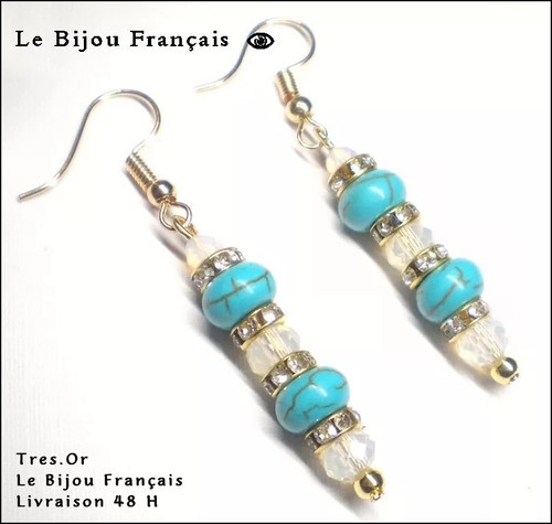 Turquoise cristal boucles - turquoise,