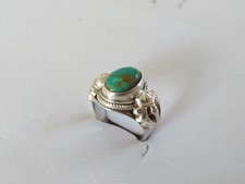 ANCIENNE BAGUE ARGENT MASSIF TURQUOISE ETHNIQUE