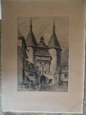 EAU FORTE signée au crayon de CHARLES PINET  Nancy porte de la craffe