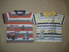 Lot de 2 t-shirts rayés dessin voitures manches courtes bébé garçon 6 mois - TBE