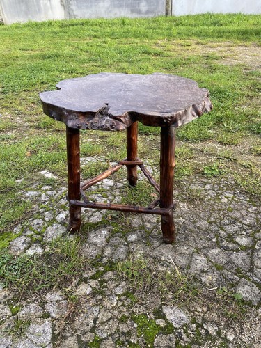Table basse rondin loupe - basse,