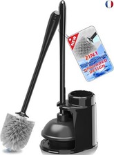 JEHONN Brosse Toilettes Balai WC et Ventouse Noir avec Support et Pincettes