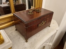 Boîte À Thé Anglaise 19e Siècle Placage Acajou