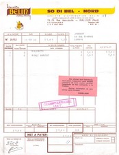 Facture  1966  BISCUITS BELIN SO DI BEL NORD A HALLUIN   - M JOMBART BOULANGE