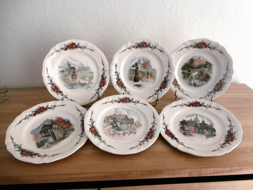 Six assiettes dessert - six, faience