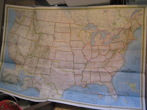 Huge vintage united - states, map